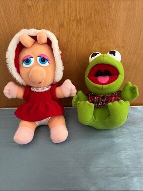 Vintage 1988 McDonald's Muppet Babies Plush Lot - Baby Kermit & Miss Piggy